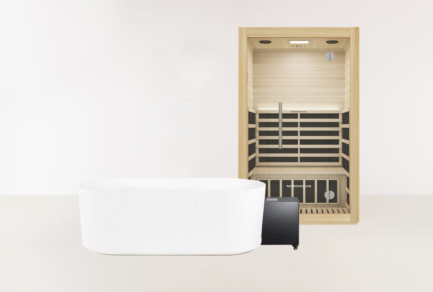 Ice Bath & Sauna Combo - 1HP Noosa Plunge - Matte White & 2 Person Traditional Sauna