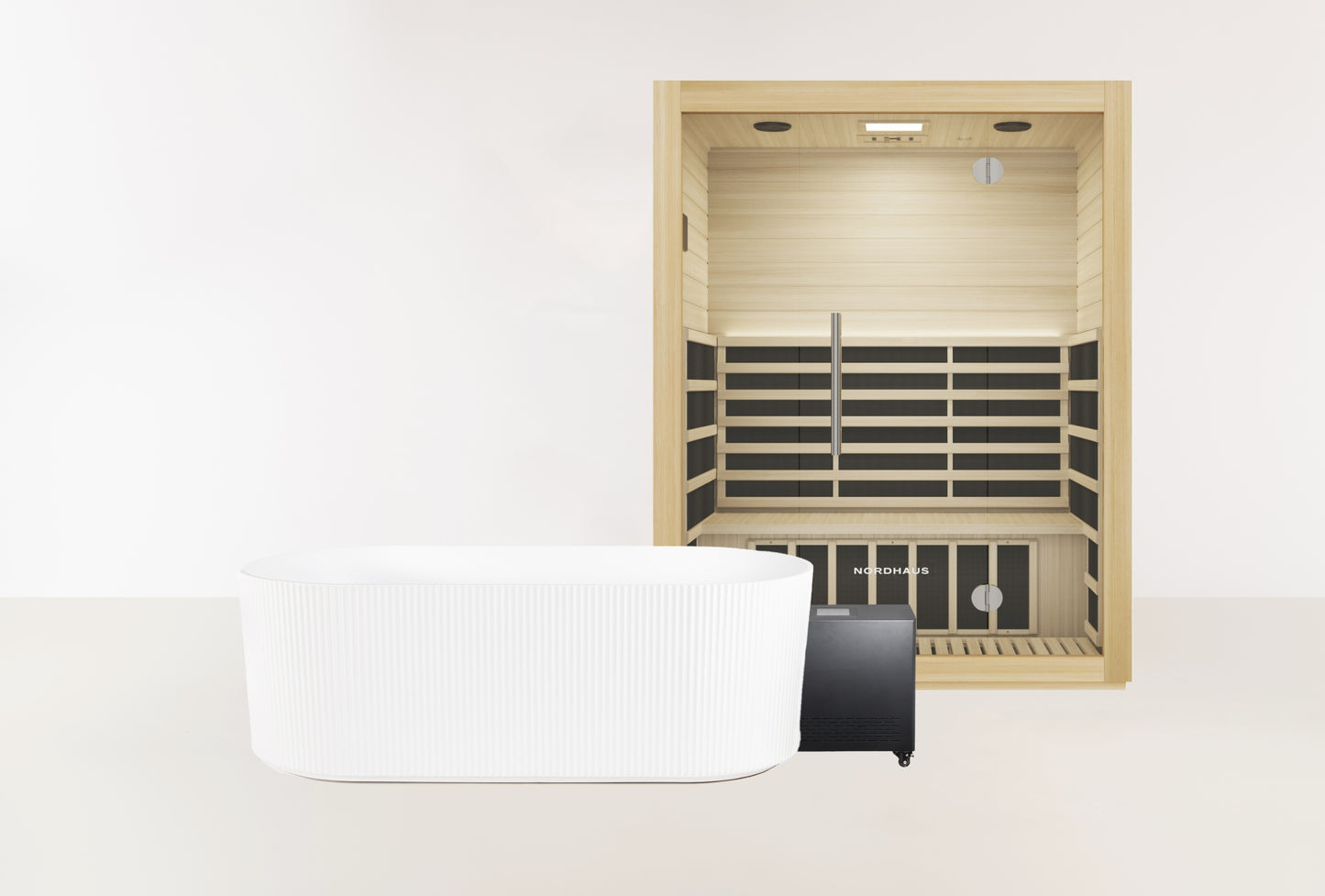 Ice Bath & Sauna Combo - 1HP Noosa Plunge - Matte White & 3 Person Infrared Sauna