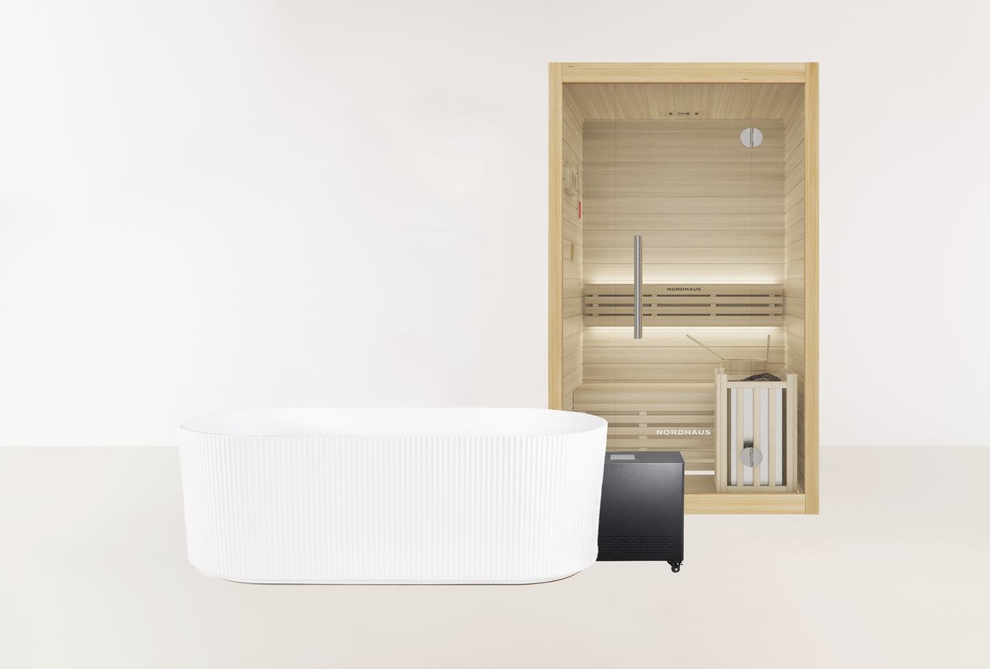 Ice Bath & Sauna Combo - 1HP Noosa Plunge - Matte White & 2 Person Traditional Sauna