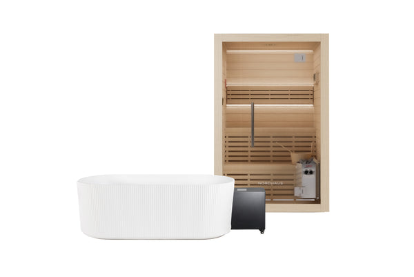 Nordhaus Ice Bath - Matte White - Fluted + 2-3 Person Traditional Sauna