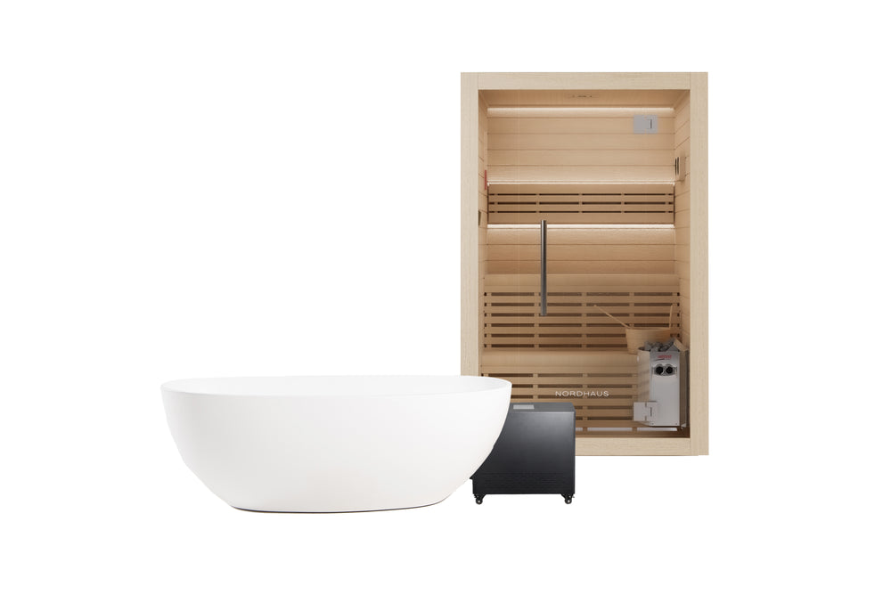 Nordhaus Ice Bath - Matte White - Oval + 2-3 Person Traditional Sauna