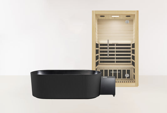 Ice Bath & Sauna Combo - 1HP Noosa Plunge - Matte Black & 2 Person Infrared Sauna