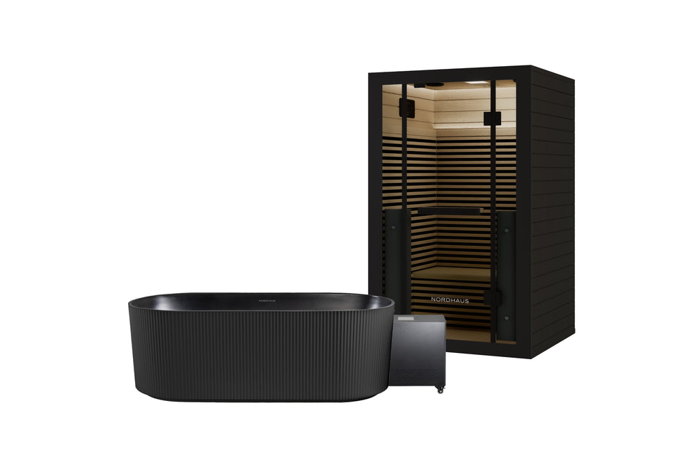 Fluted Ice Bath - Matte Black + Full Spectrum Infrared Sauna (2 person)
