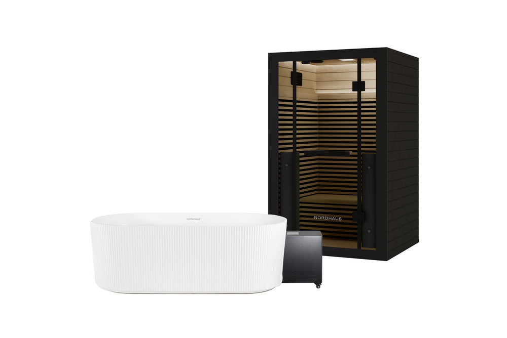 Fluted Ice Bath - Matte White + Full Spectrum Infrared Sauna (2 person)