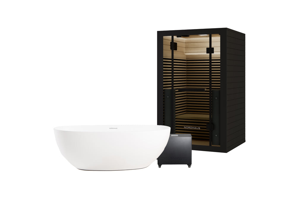 Oval Ice Bath - Matte White + Full Spectrum Infrared Sauna (2 person)