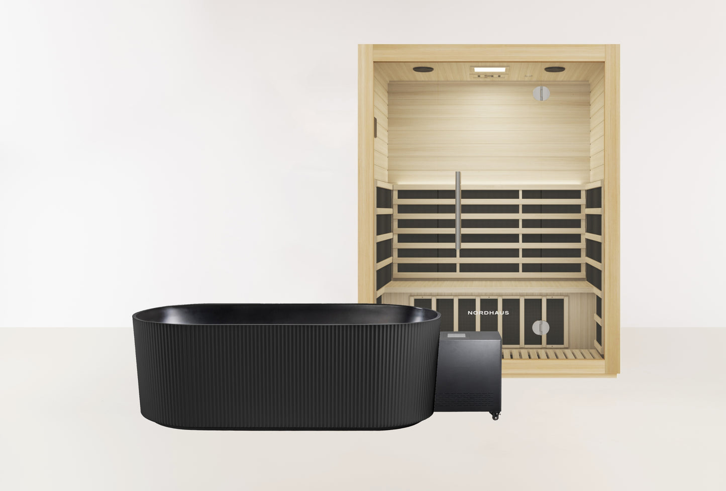 Ice Bath & Sauna Combo - 1HP Noosa Plunge - Matte Black & 3 Person Infrared Sauna