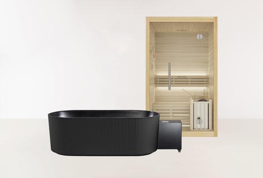 Ice Bath & Sauna Combo - 1HP Noosa Plunge - Matte Black & 2 Person Traditional Sauna