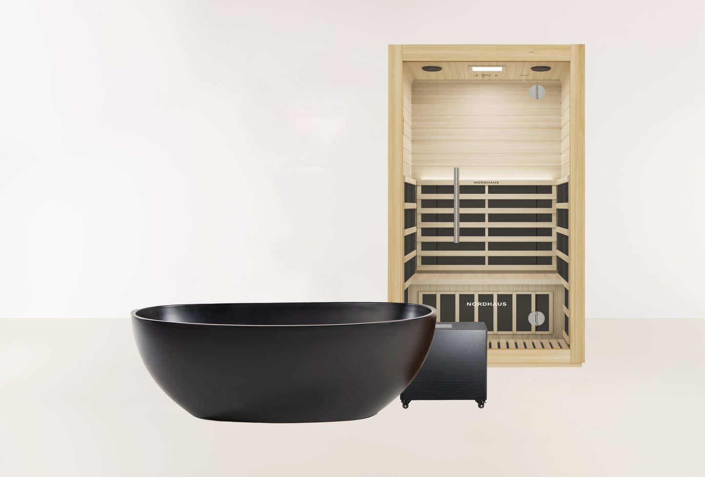 Ice Bath & Sauna Combo - 1HP Byron Plunge - Matte Black & 2 Person Infrared Sauna