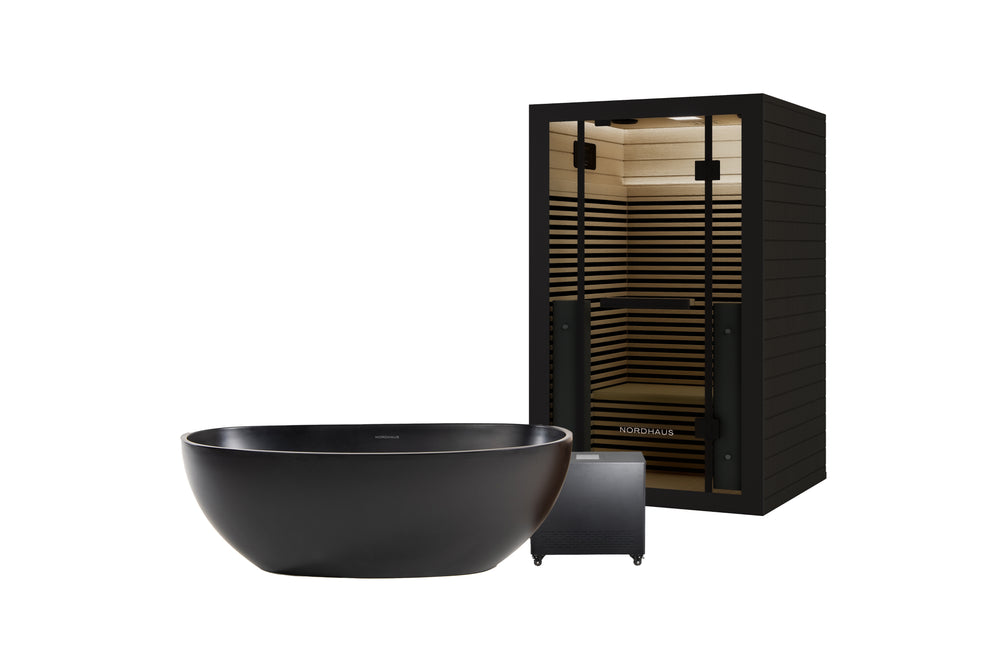 Oval Ice Bath - Matte Black + Full Spectrum Infrared Sauna (2 person)