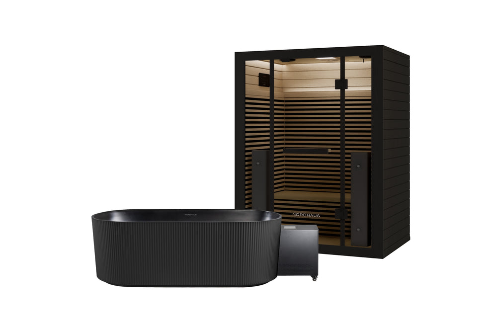Fluted Ice Bath - Matte Black + Full Spectrum Infrared Sauna (3 person)