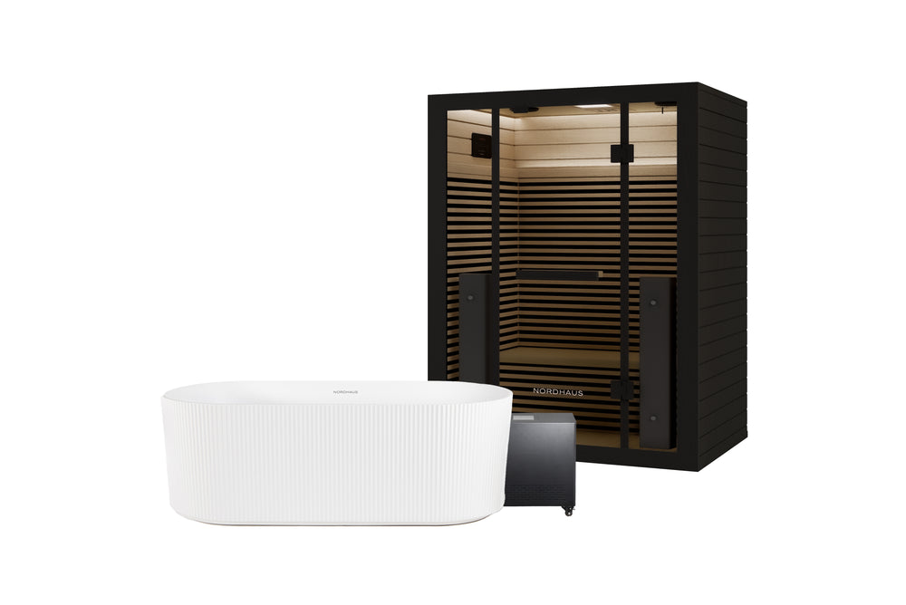 Fluted Ice Bath - Matte White + Full Spectrum Infrared Sauna (3 person)