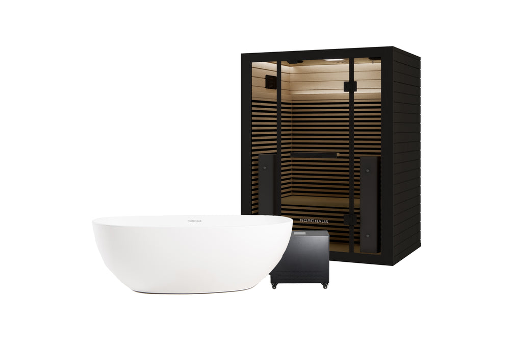Oval Ice Bath - Matte White + Full Spectrum Infrared Sauna (3 person)