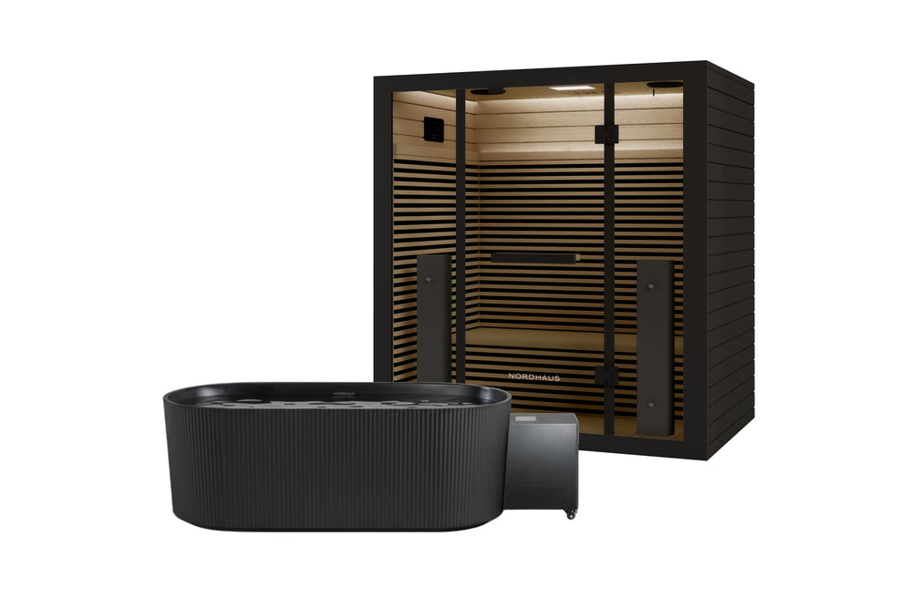 Fluted Ice Bath - Matte Black + Full Spectrum Infrared Sauna (4 person)