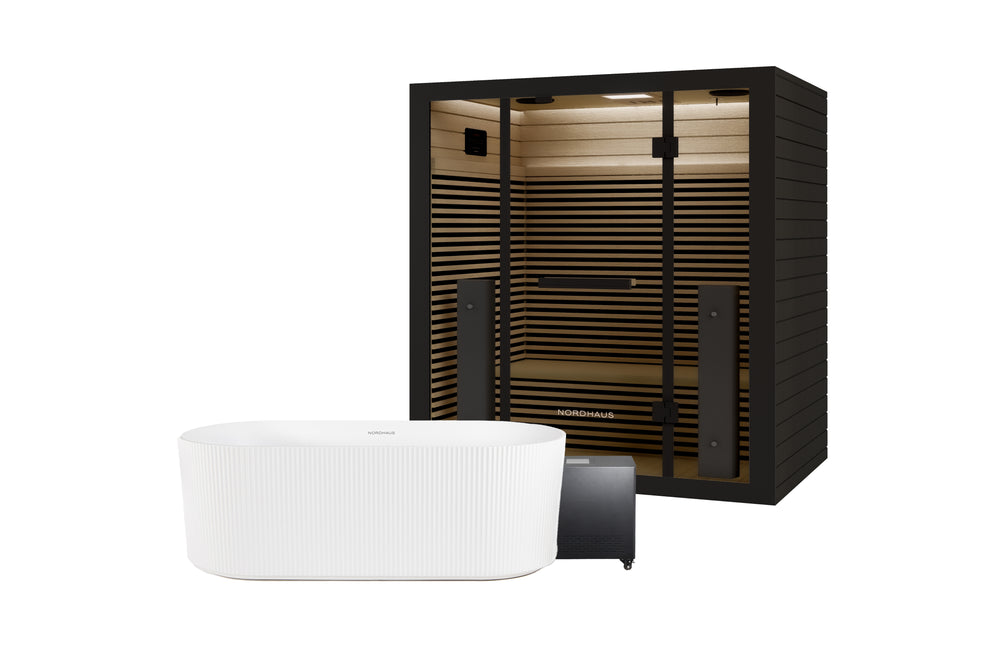 Fluted Ice Bath - Matte White + Full Spectrum Infrared Sauna (4 person)