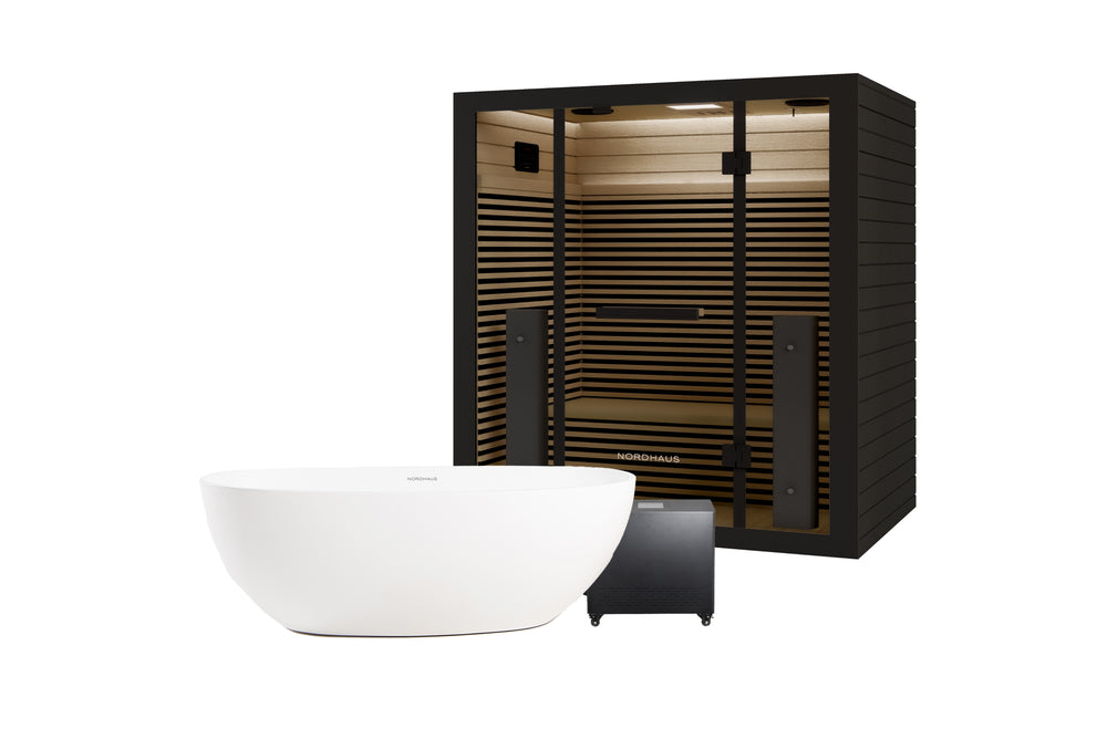 Oval Ice Bath - Matte White + Full Spectrum Infrared Sauna (4 person)