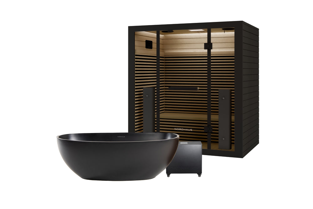 Oval Ice Bath - Matte Black + Full Spectrum Infrared Sauna (4 person)