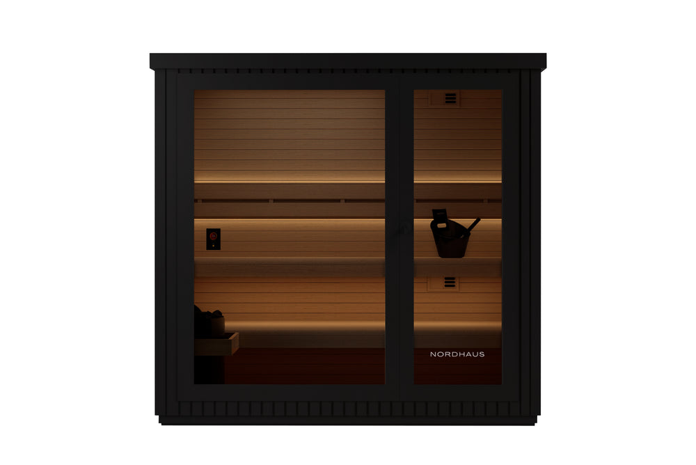 4 to 5 Person Outdoor Traditional Sauna with Harvia WiFi, right angle view