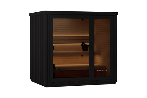 4 to 5 Person Outdoor Traditional Sauna with Harvia WiFi, right angle view