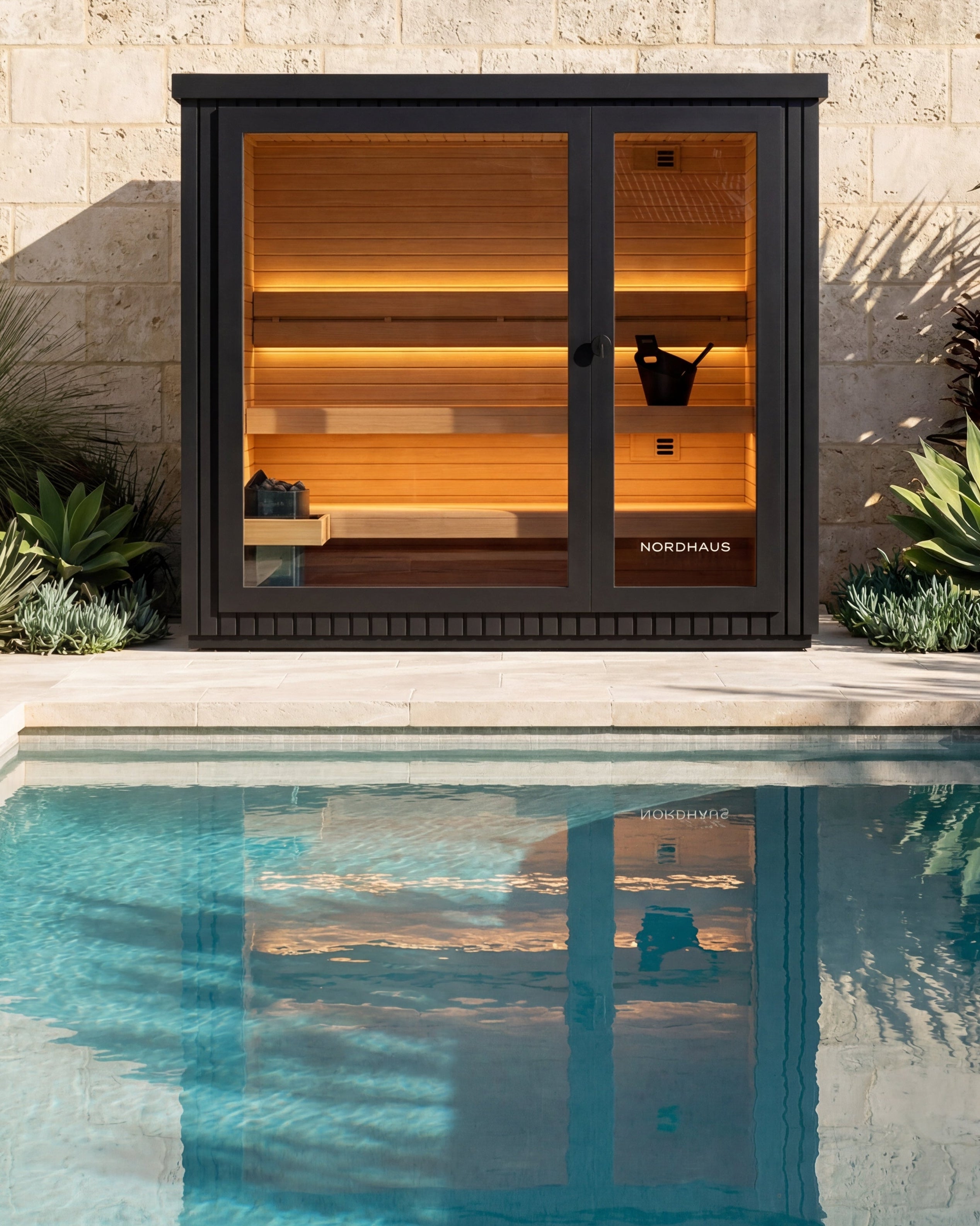 4-5 person outdoor traditional sauna by the pool