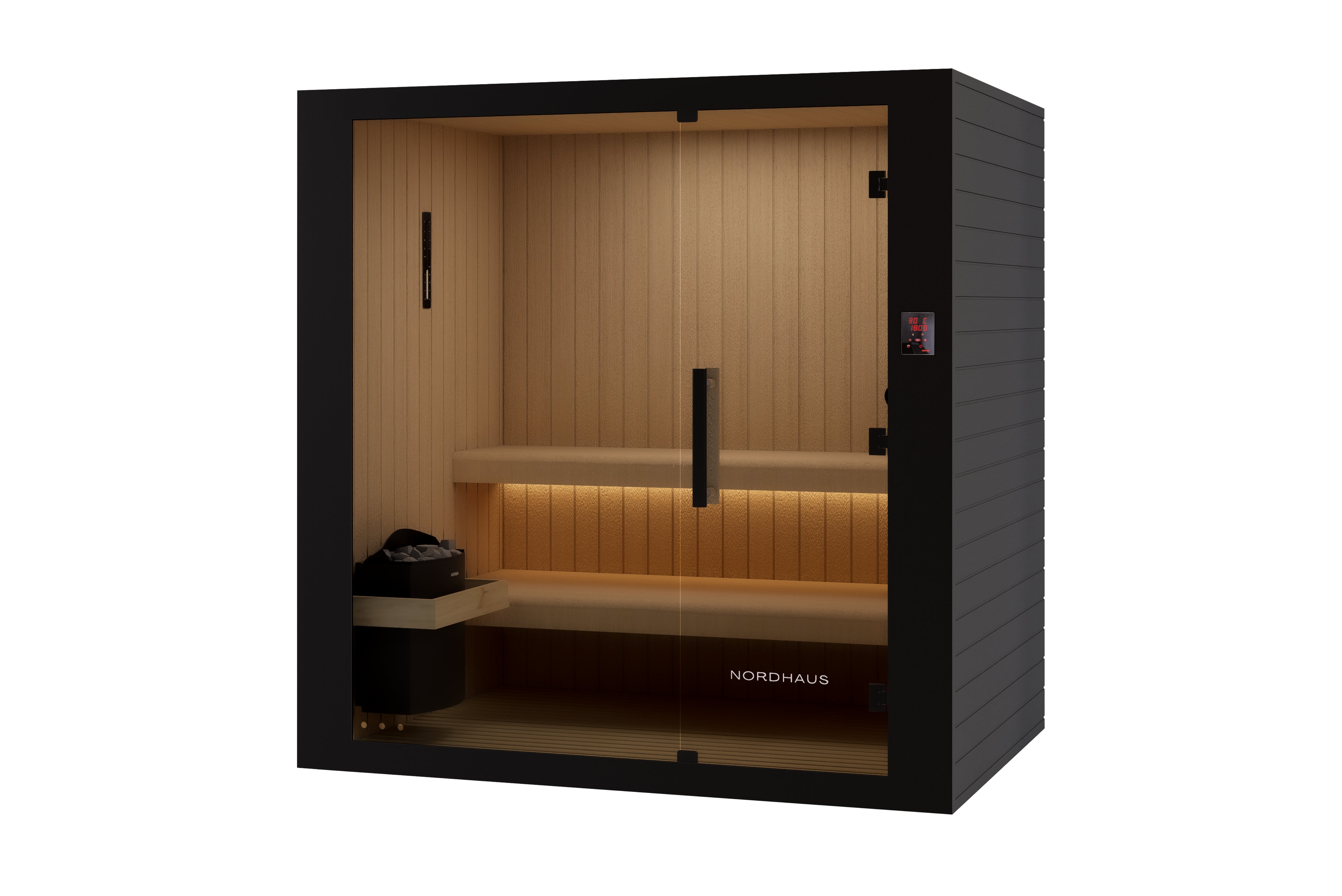 Nordhaus 4–6 person premium traditional sauna with WiFi control