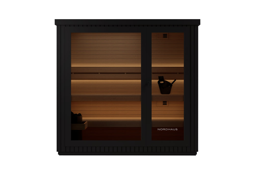 4-5 Person Black Outdoor Traditional Sauna, Harvia WiFi Included