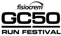 Logo for fisiocrem GC50 Run Festival on a white background