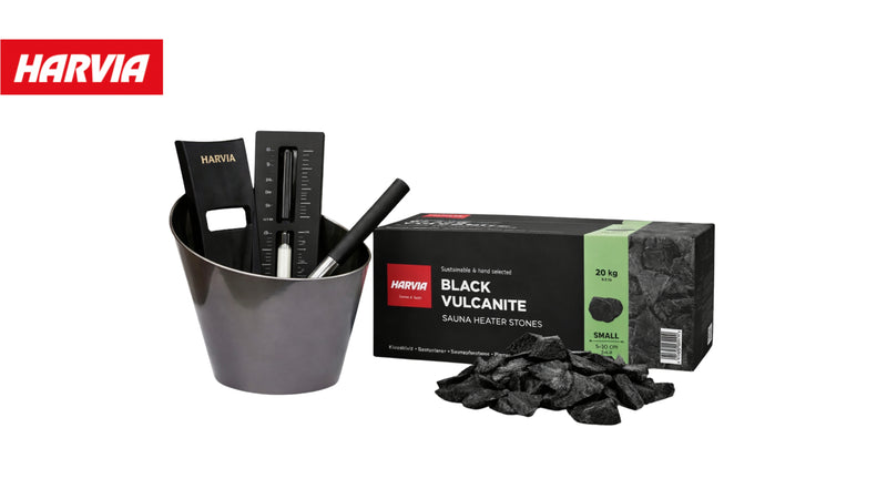 Harvia stainless steel sauna bucket and ladle accessories