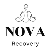 Logo of NOVA Recovery with a stylized figure on a white background