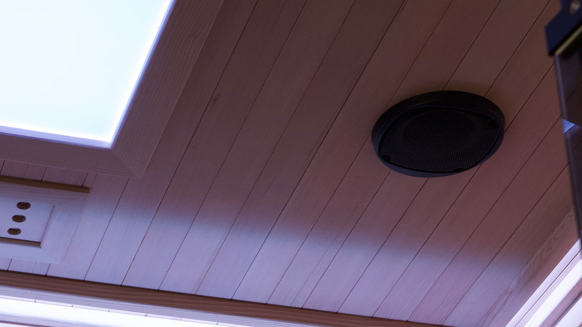 Infrared sauna Bluetooth speakers built into sauna interior