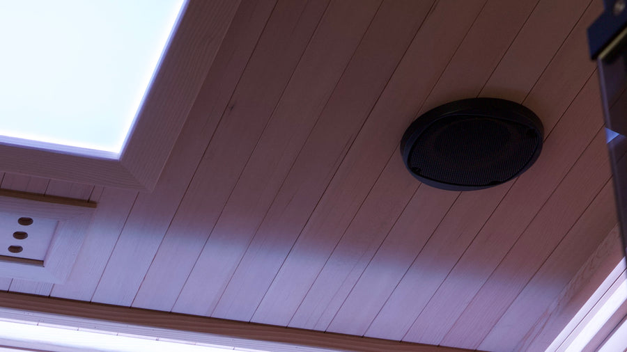 Infrared sauna Bluetooth speakers built into sauna interior