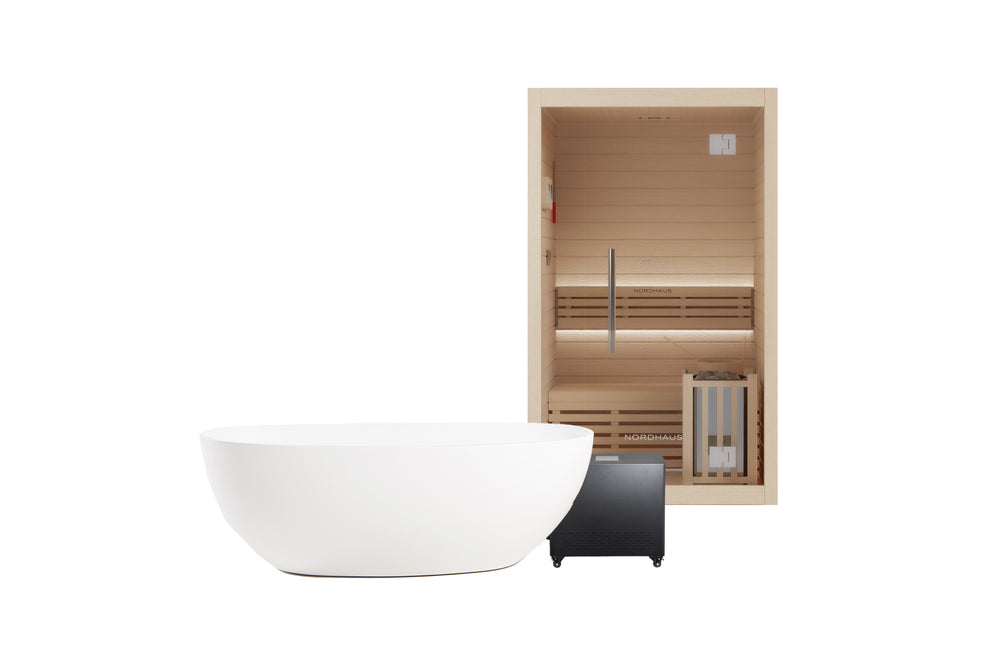 Nordhaus Ice Bath - Matte White - Oval + 2 Person Traditional Sauna