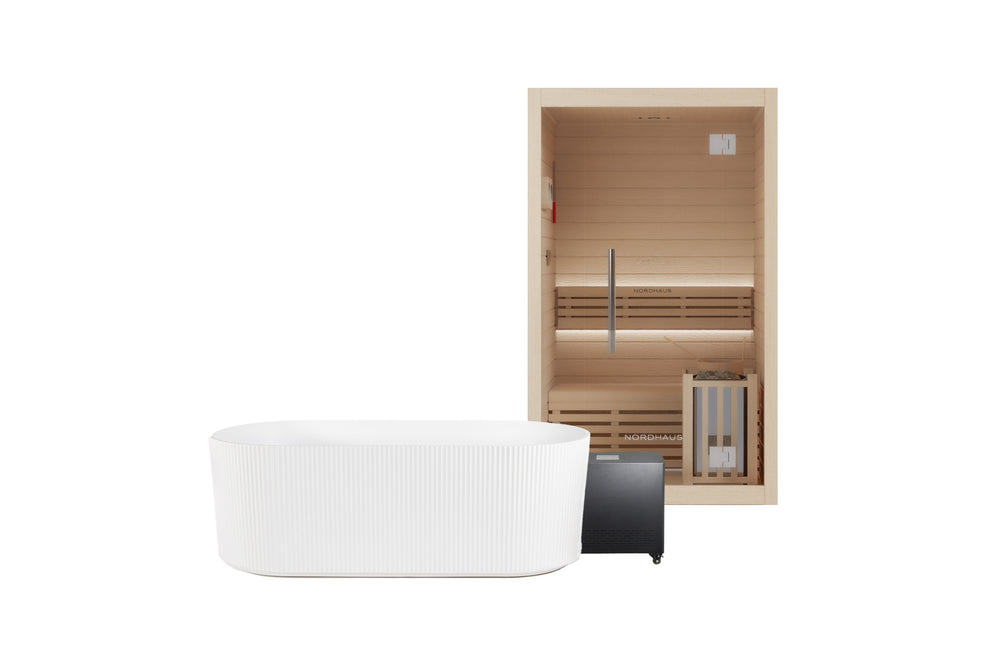 Nordhaus Ice Bath - Matte White - Fluted + 2 Person Traditional Sauna