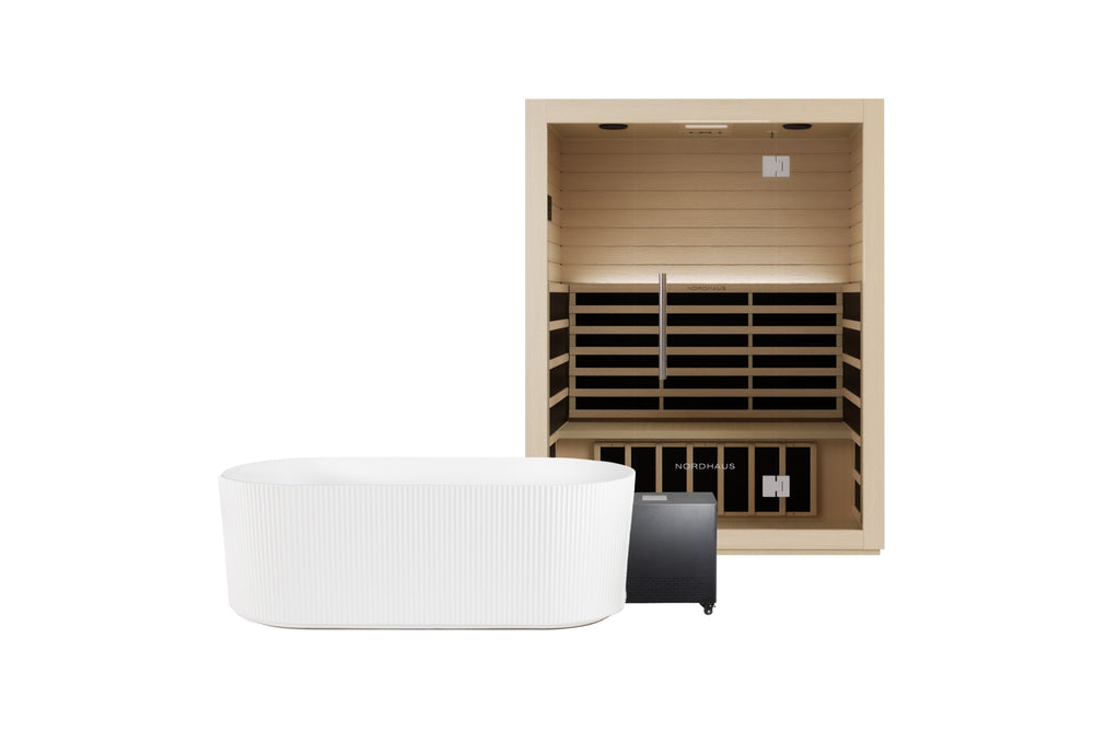 Nordhaus Ice Bath - Matte White - Fluted + 3 Person Infrared Sauna