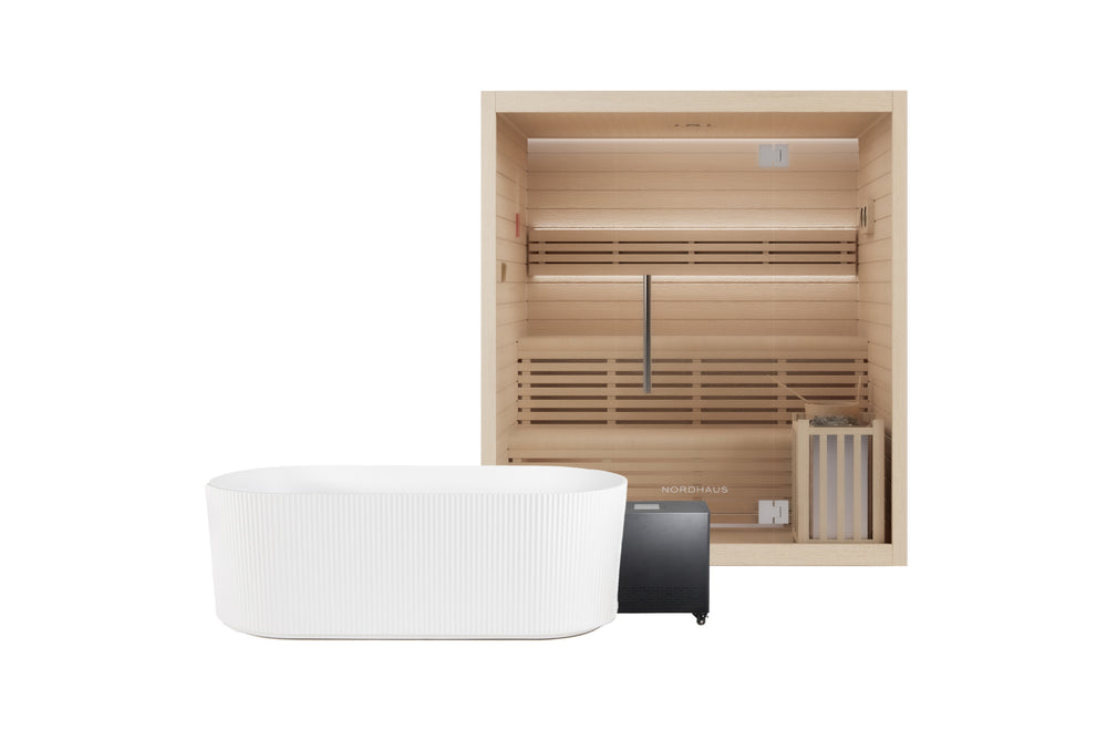Nordhaus Ice Bath - Matte White - Fluted + 4-6 Person Traditional Sauna