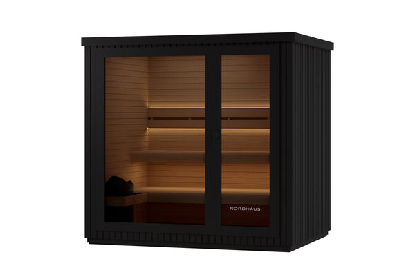4-5 Person Black Outdoor Traditional Sauna, Harvia WiFi Included