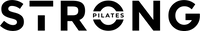 Logo of STRONG Pilates with a black design on a white background